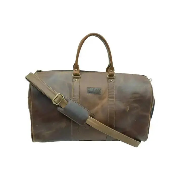  Genuine Leather Duffle Bag with Shoe Compartment 