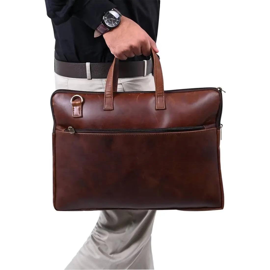 ARDAN Genuine Leather 15Inch Laptop Bag for Men, Sleek Design Office Bag (AL12C)Dark Brown Ardan Lifestyle