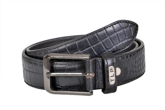 TLP Croco Print GENUINE Leather Belt for Men (Colour-Black)(BELT-10017) TLP International