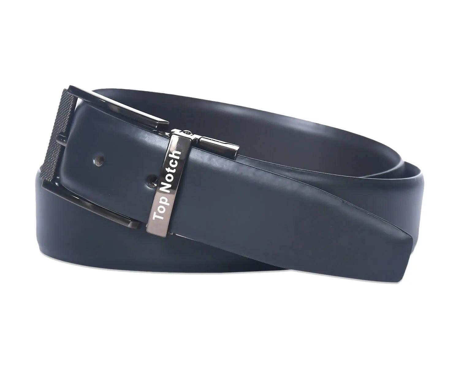 Top Notch Men's Reversible Italian Leather belt for men 1.25 inch (35mm) Waist Strap Black/Dark Brown Belt (TP0021) Haq Fashion