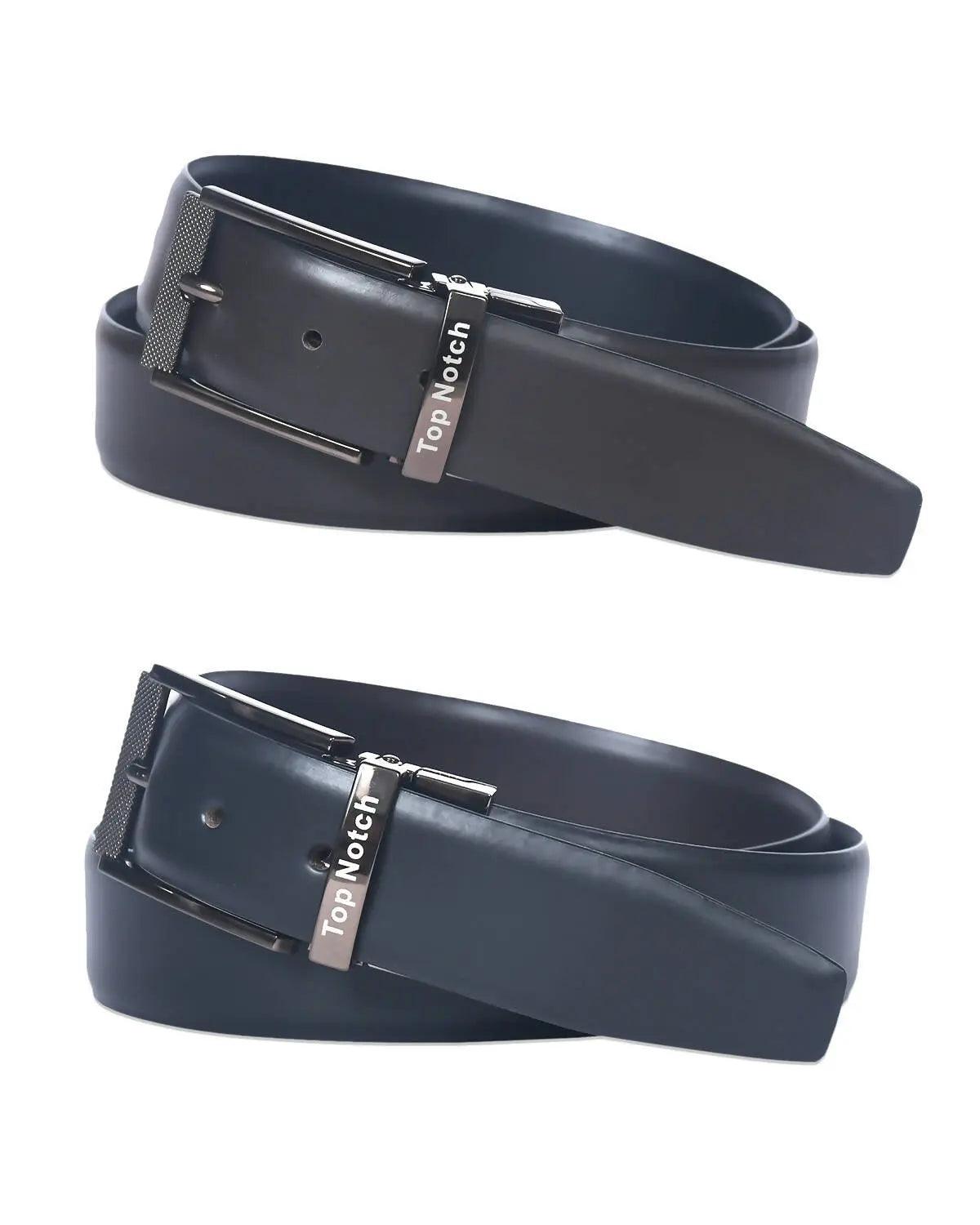 Top Notch Men's Reversible Italian Leather belt for men 1.25 inch (35mm) Waist Strap Black/Dark Brown Belt (TP0021) Haq Fashion